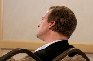 Man with a cochlear implant