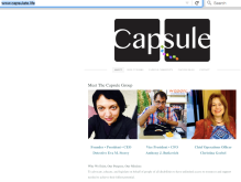 Screen Capture of the Capsule website with black and white logo and pictures of Eva Storey, Anthony Butkovich, and Christina Goebel.